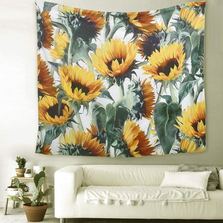 VibeCore Sunflowers Tapestry On Wall In Living Room