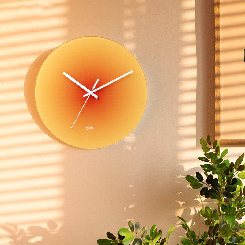 VibeCore Sunset Glass Wall Clock Orange