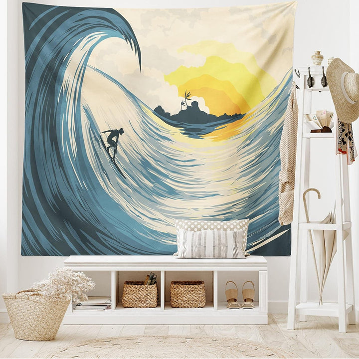 VibeCore Sunset Surf Tapestry