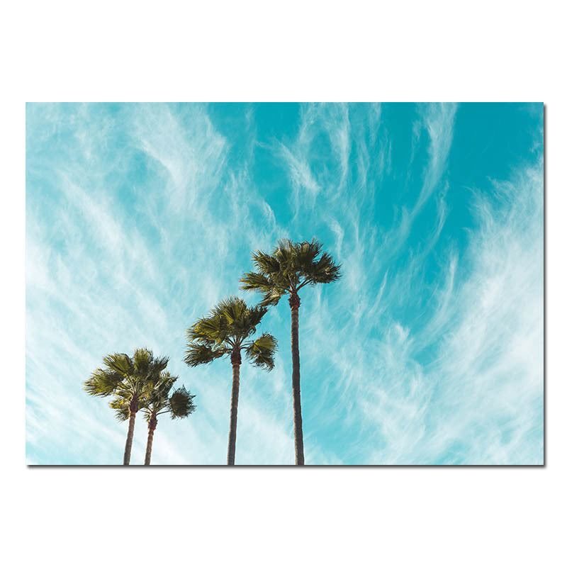 VibeCore Surf's Up Canvas Prints Option F: Top up view of 3 palm trees and sky