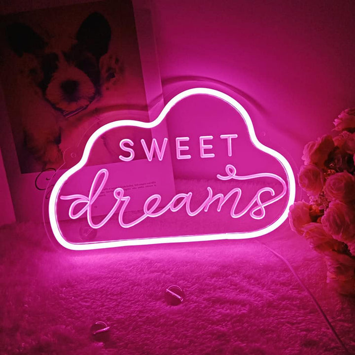 VibeCore Sweet Dreams Neon Light Pink Leaning Against Wall