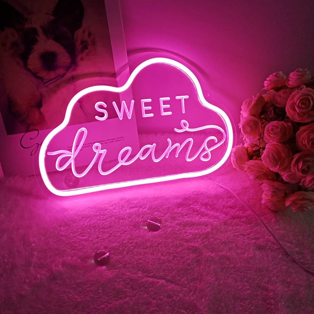 VibeCore Sweet Dreams Neon Light Pink Leaning Against Wall Front View