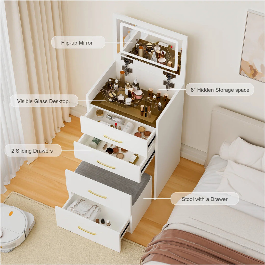 VibeCore THEIA 3-In-1 Flip-Top Makeup Vanity Features