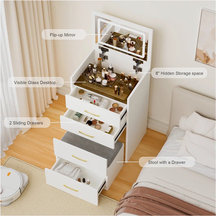 VibeCore THEIA 3-In-1 Flip-Top Makeup Vanity Features