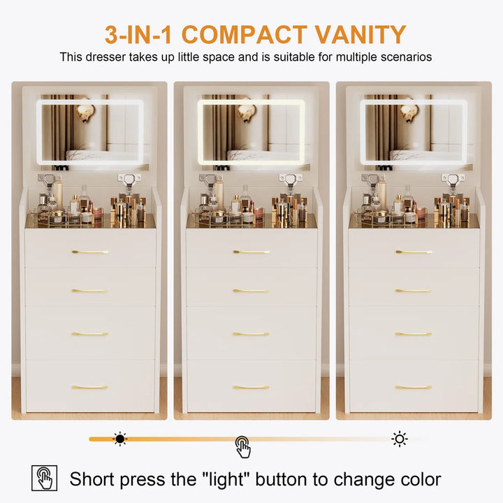 VibeCore THEIA 3-In-1 Flip-Top Makeup Vanity Glass Light Feature