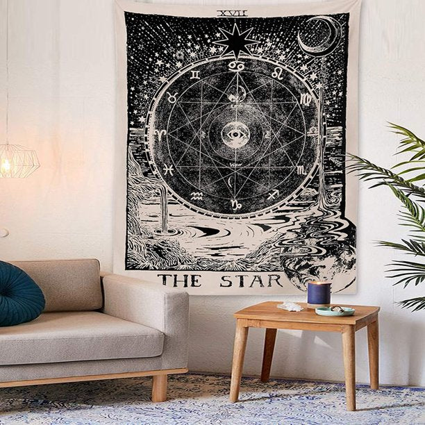 VibeCore The Star Tarot Card Tapestry On Wall In Living Room