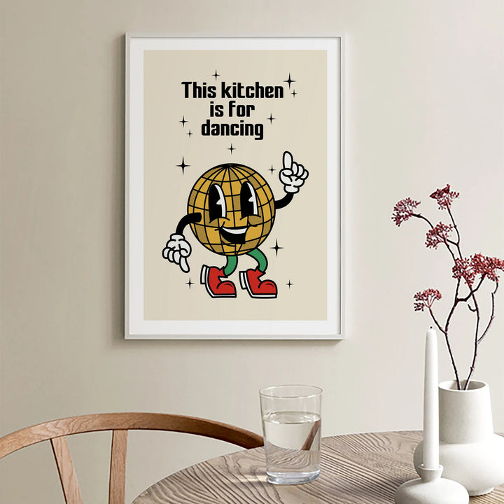 VibeCore This Kitchen Is For Dancing Funky Disco Ball Canvas Prints Option A On dining Room Wall