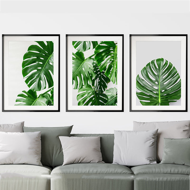 VibeCore Tropical Leafs Canvas Prints Framed Above Couch
