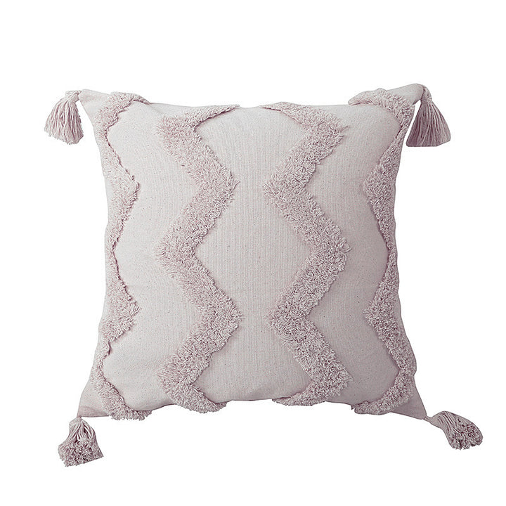 VibeCore Tufted Farmhouse Throw Pillow Cover in square shape, crafted from a cozy cotton-linen blend with a textured tufted design, adding rustic charm and a warm, inviting touch to your living space.