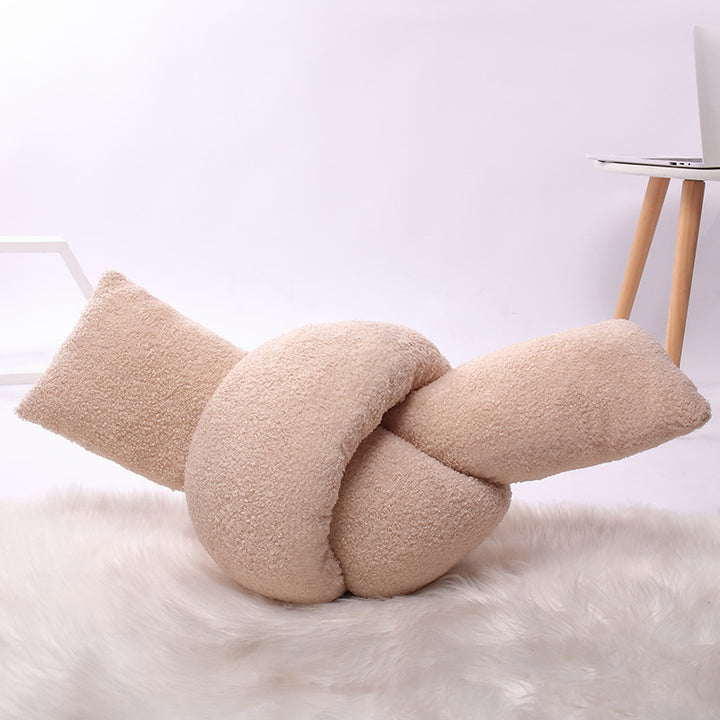 VibeCore Twist Knot Throw Pillow Beige - Soft Plush Material with PP Cotton Fill, Unique Twist-Knot Design, Cozy and Aesthetic Decorative Accent for Bed, Couch, or Chair, Easy to Clean