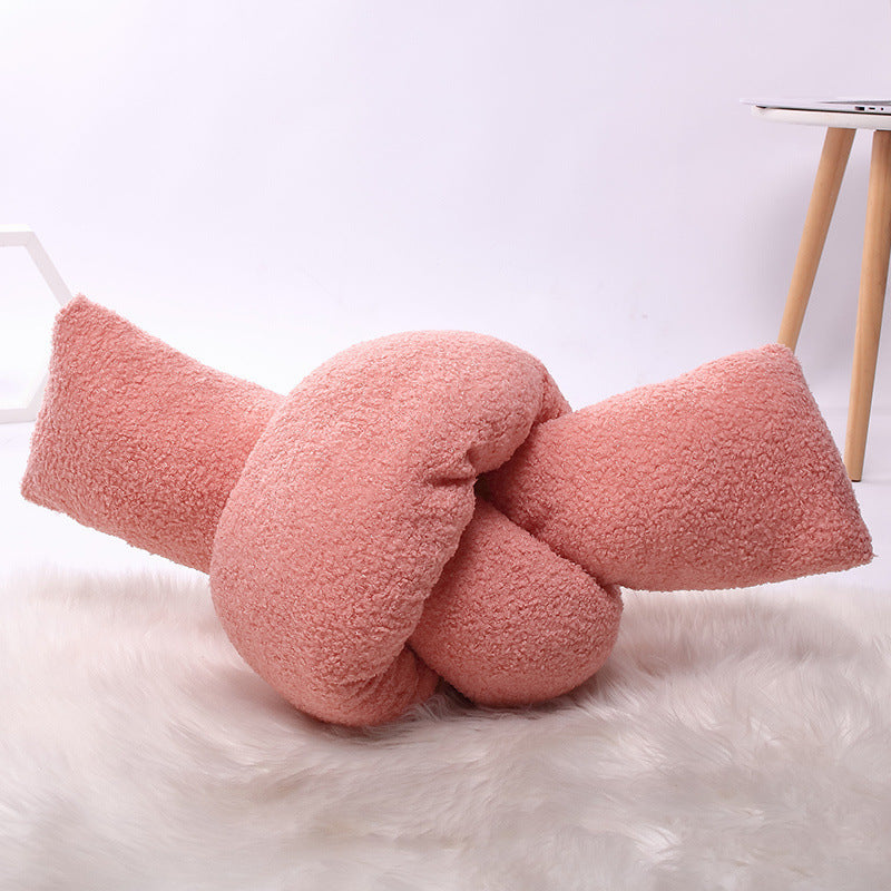 VibeCore Twist Knot Throw Pillow Coral Pink - Soft Plush Material with PP Cotton Fill, Unique Twist-Knot Design, Cozy and Aesthetic Decorative Accent for Bed, Couch, or Chair, Easy to Clean