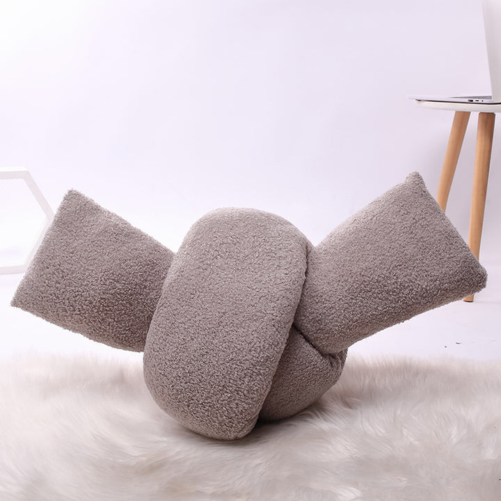 VibeCore Twist Knot Throw Pillow Gray - Soft Plush Material with PP Cotton Fill, Unique Twist-Knot Design, Cozy and Aesthetic Decorative Accent for Bed, Couch, or Chair, Easy to Clean