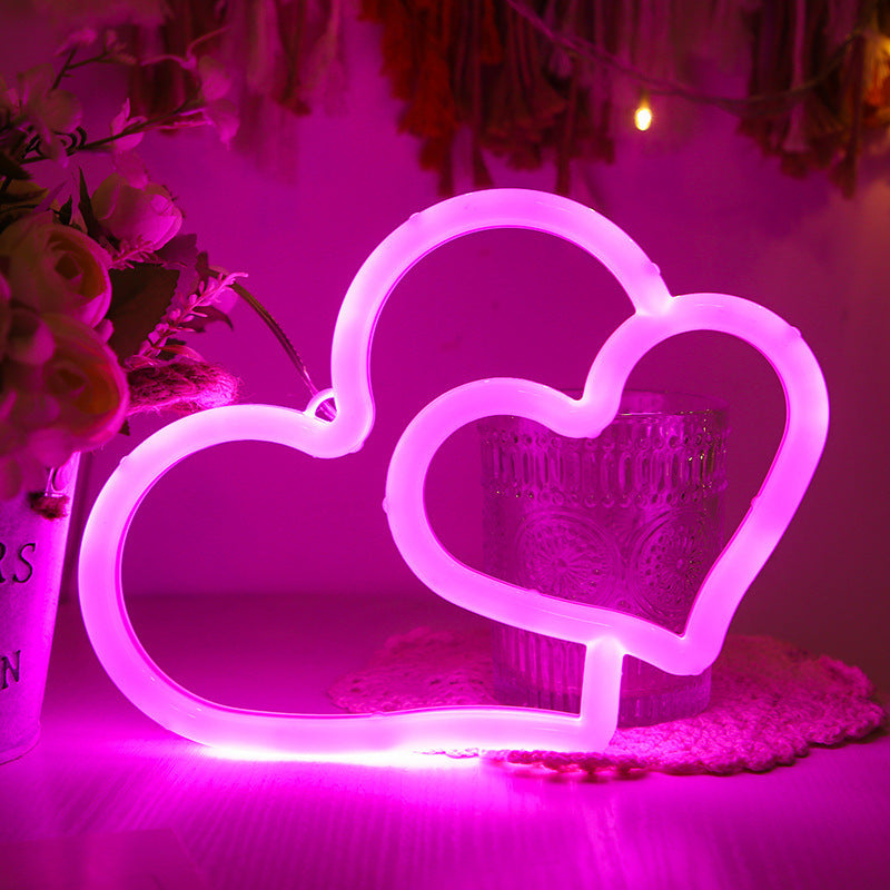 VibeCore Two Hearts Neon Light Pink