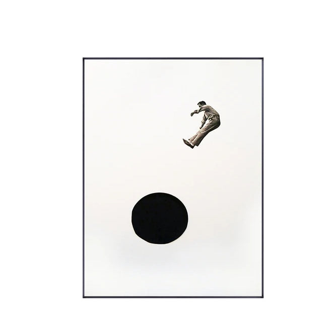 VibeCore Urban Solitude Canvas Prints Option C: Man jumping with black circle underneath