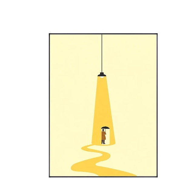 VibeCore Urban Solitude Canvas Prints Option G: Man standing under light with umbrella