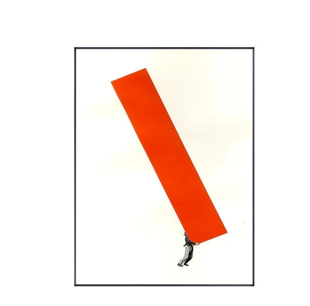 VibeCore Urban Solitude Canvas Prints Option K: Man holding red rectangle