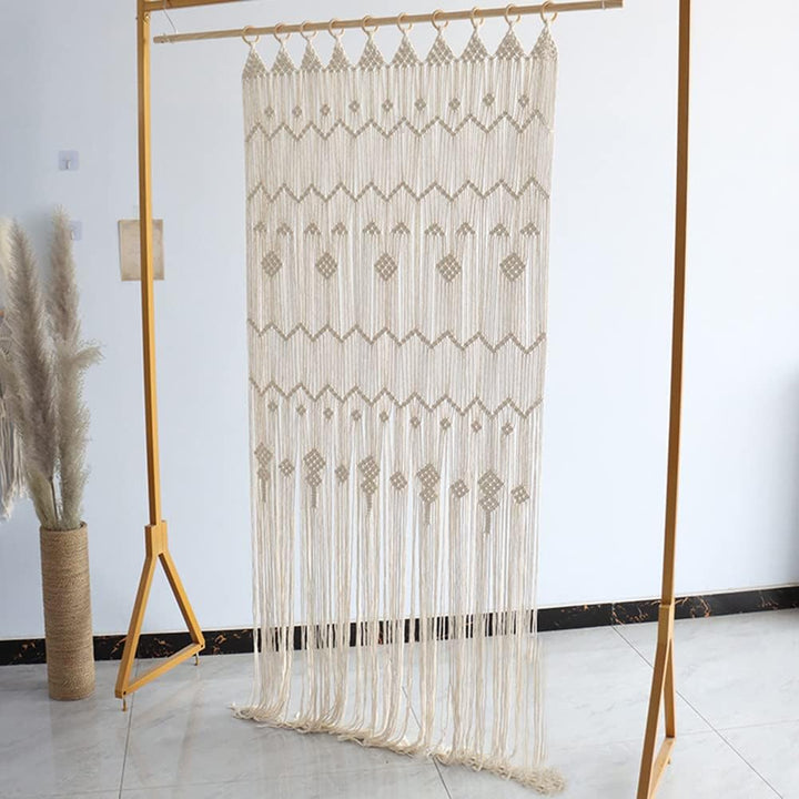 VibeCore VibeCore Boho Cascade Handmade Macrame Curtain Hanging From Pole