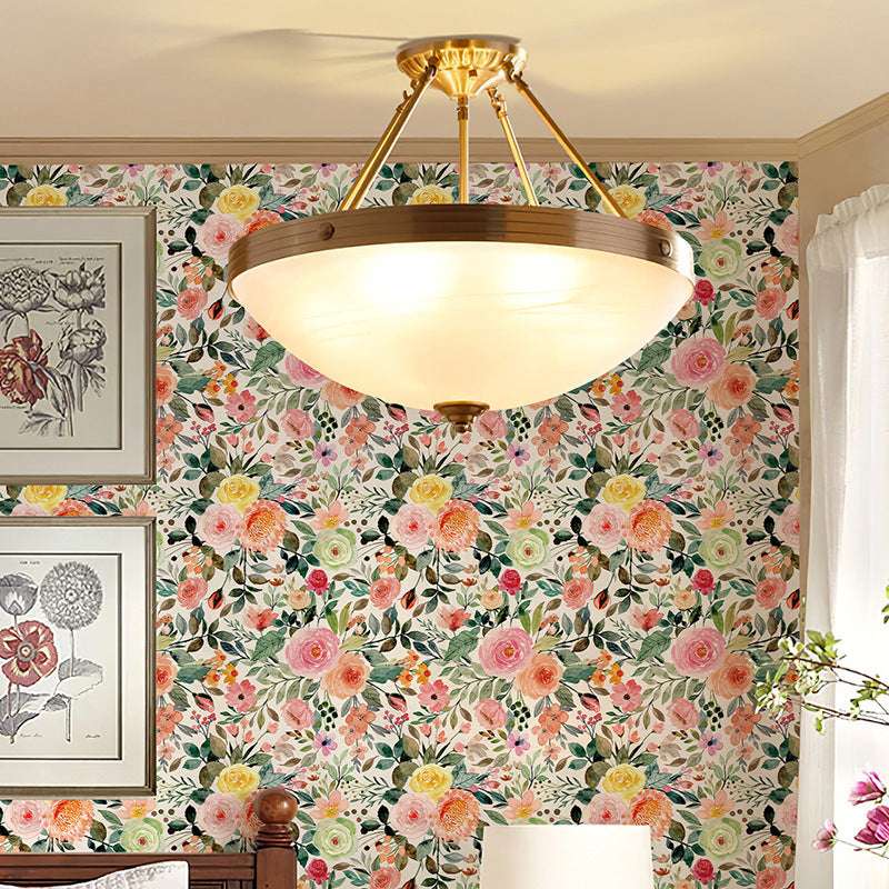 VibeCore Watercolor Floral Self-Adhesive Wallpaper in dining room, adding a vibrant floral pattern to the walls, enhancing the space with soft, artistic tones.