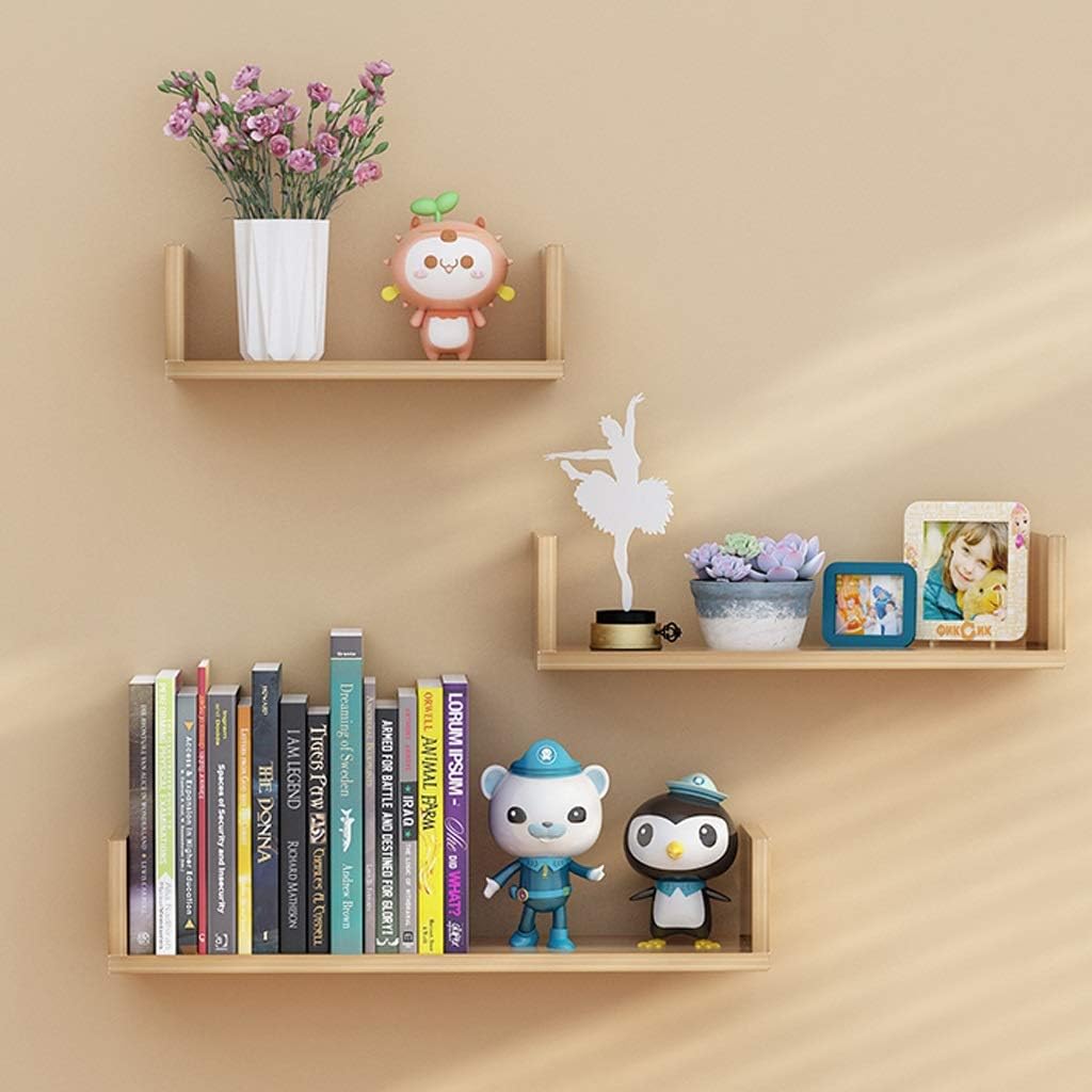 VibeCore Wooden Floating Wall Shelf Set in Wood, Rustic Floating Shelves for Displaying Plants, Decor, or Collectibles