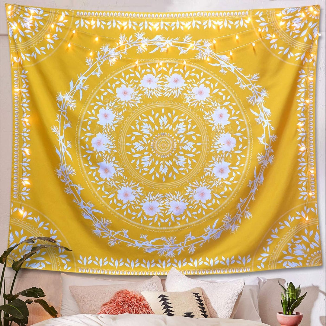 VibeCore Yellow Mandala Tapestry