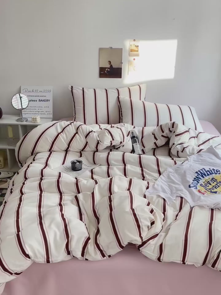 Red Stripe Duvet Cover Set