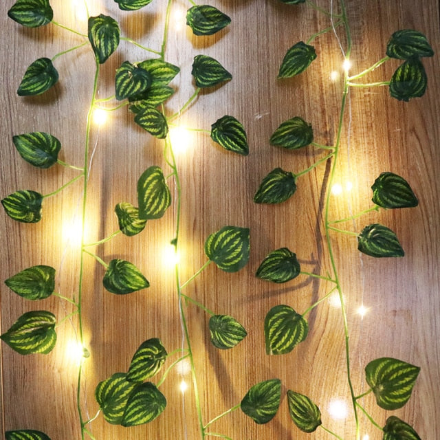 Aesthetic 10M leaf vine string lights, cozy room decor, option 3.
