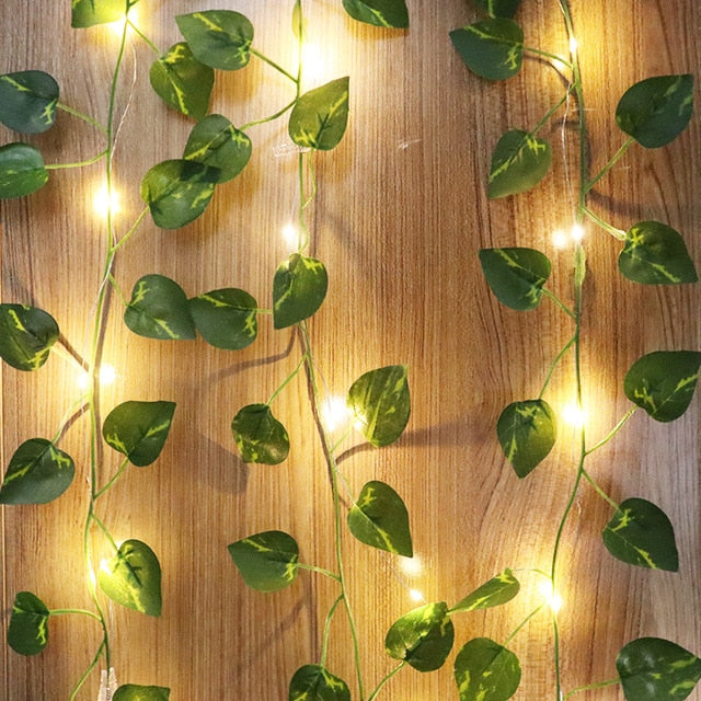 Aesthetic 10M leaf vine string lights, cozy room decor, option 4.