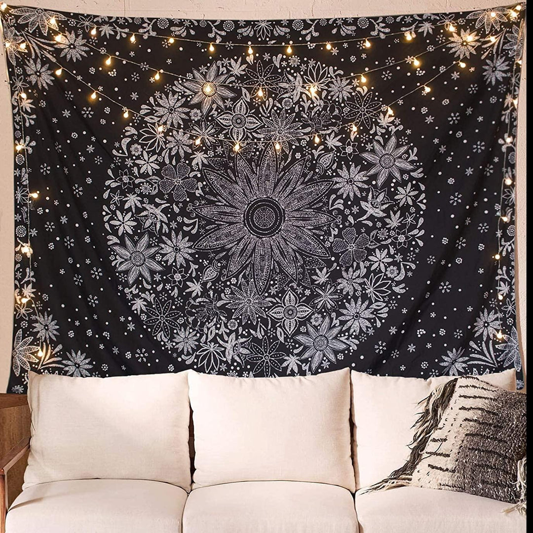 VibeCore Black Floral Tapestry
