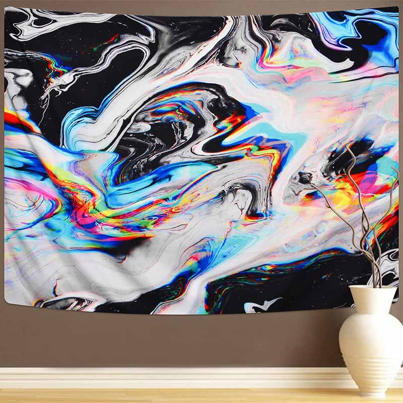 VibeCore Blurred Black Marble Tapestry