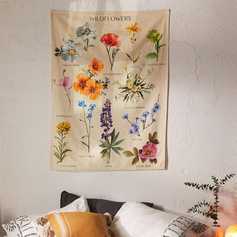 VibeCore Botanical Wildflowers Tapestry