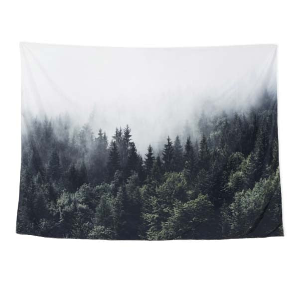 VibeCore Fog Over Forest Tapestry Product View