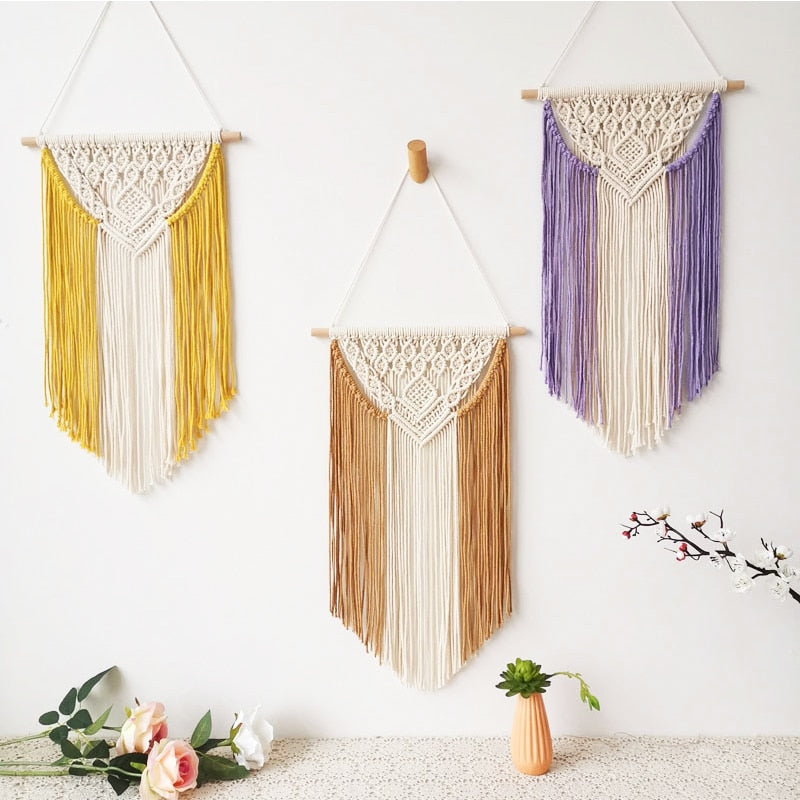 VibeCore Handmade Colorful Macrame Chocolate, Yellow and Purple