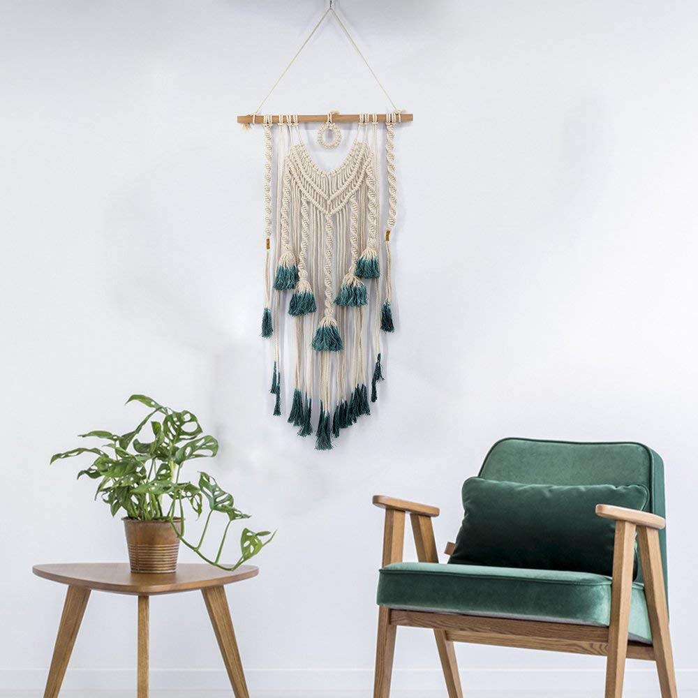 VibeCore Handmade Green Fringed Macrame