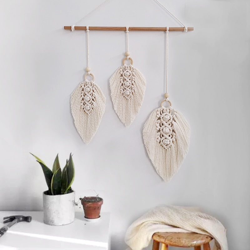 VibeCore Handmade Macrame Feathers On Wall