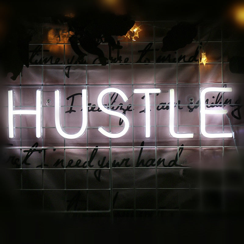 VibeCore Hustle Neon Sign On Grid
