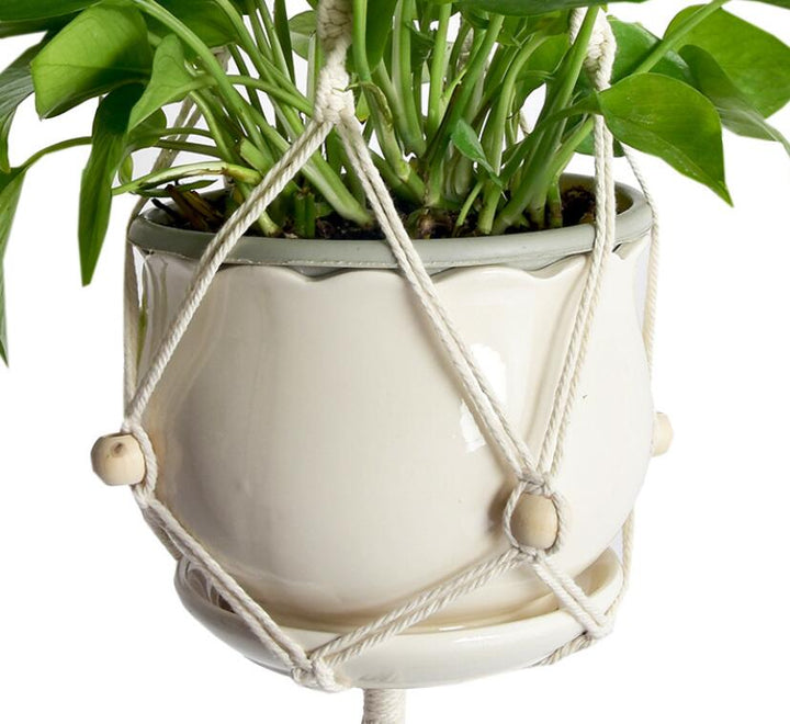 VibeCore Macrame Plant Hanger Base Close Up