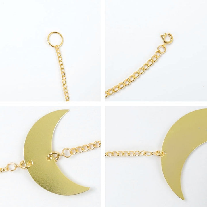VibeCore Metal Sun and Moon Shaped Wall Hanging Moon Attachments, displaying the hooks and ornaments for securely attaching the moon design to the chain for easy installation.