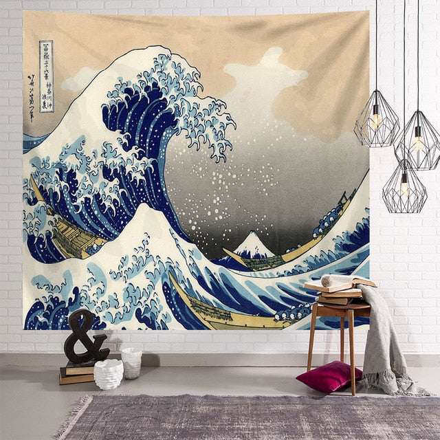 VibeCore The Great Wave Tapestry On Wall