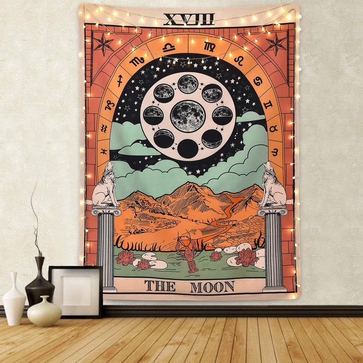 VibeCore The Moon Colorful Tarot Tapestry On Wall