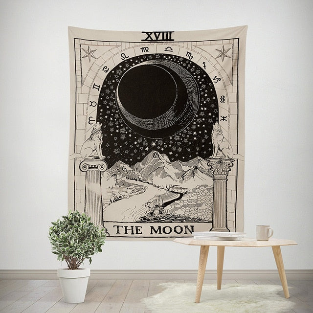 VibeCore The Moon Tarot Card Tapestry